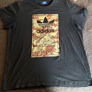 Adidas 2XL T-Shirt Camouflage Logo Three Stripes 1972 Black‎ Menswear